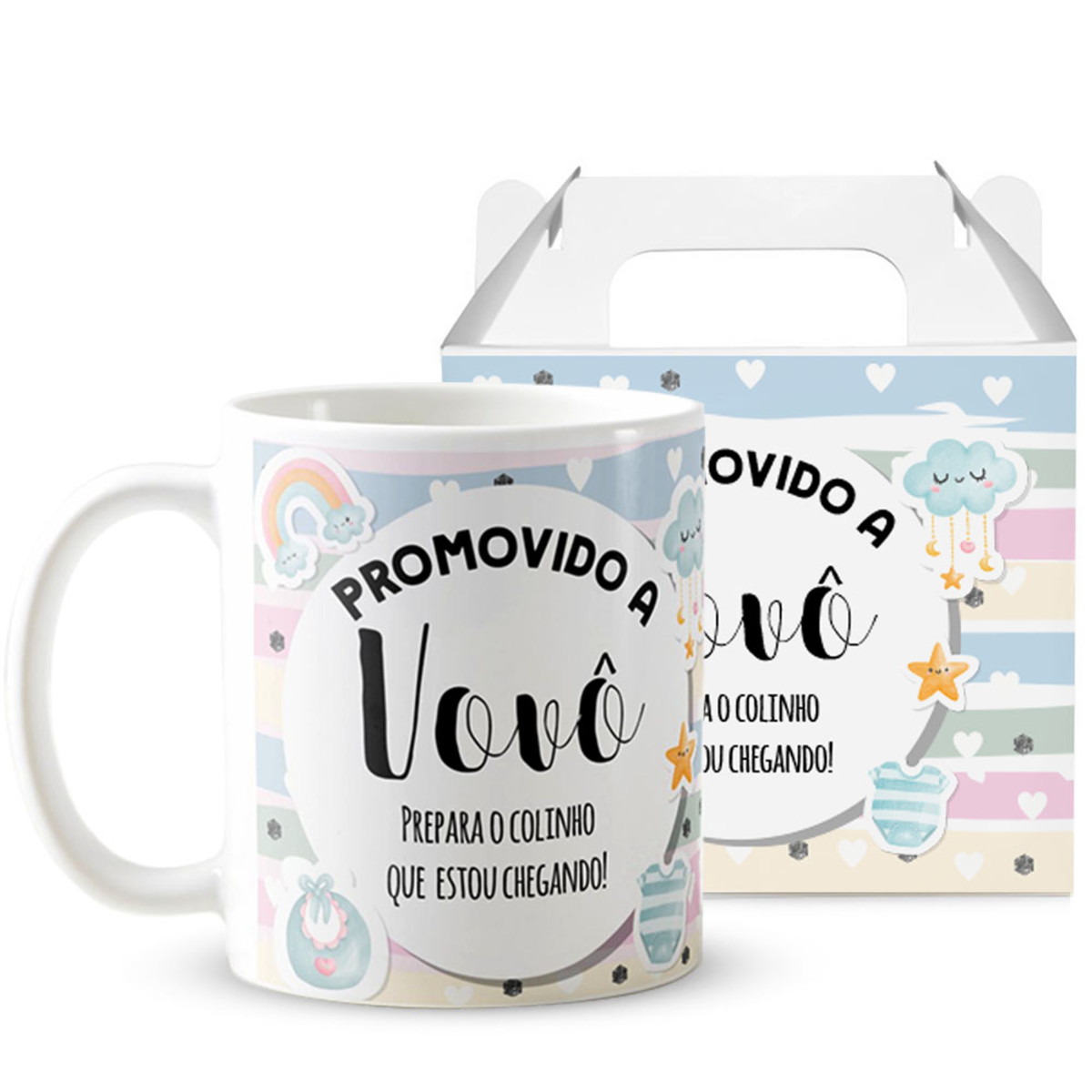 Caneca Presente Gravidez para Avô Vovô Familia Cresceu - Anúncio de Gravidez (Avós)