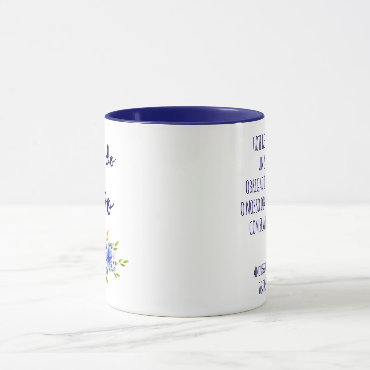 Caneca Lembrança Mãe do Noivo Recordação Casamento Azul