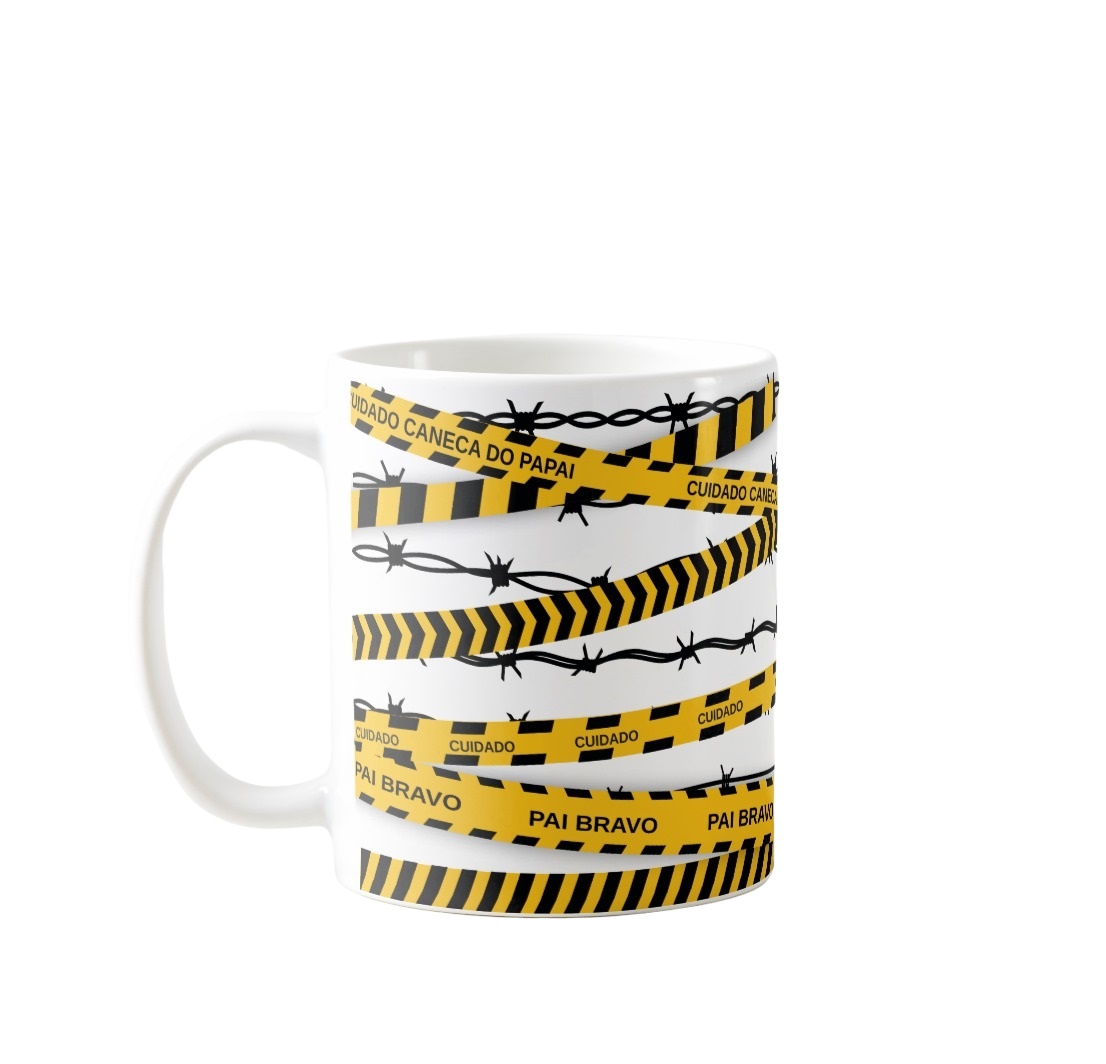 Caneca Presente Personalizado Cuidado para o Pai Bravo Papai