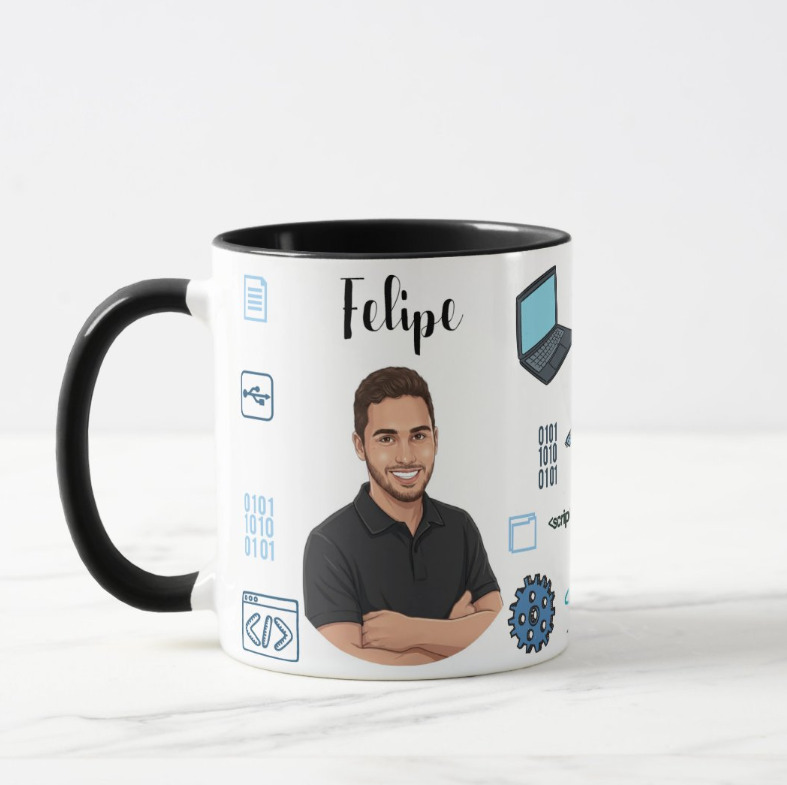 Caneca com Caricatura Presente Profissional de Tecnologia Ti - Profissões (Programador(a))