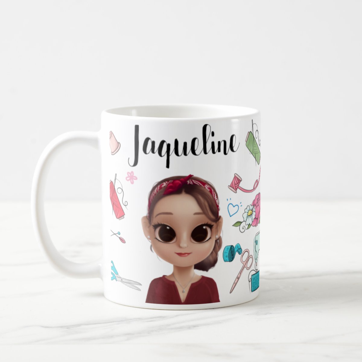 Caneca Personalizada Artesã Presente Costureira com Avatar - Profissões (Costura)