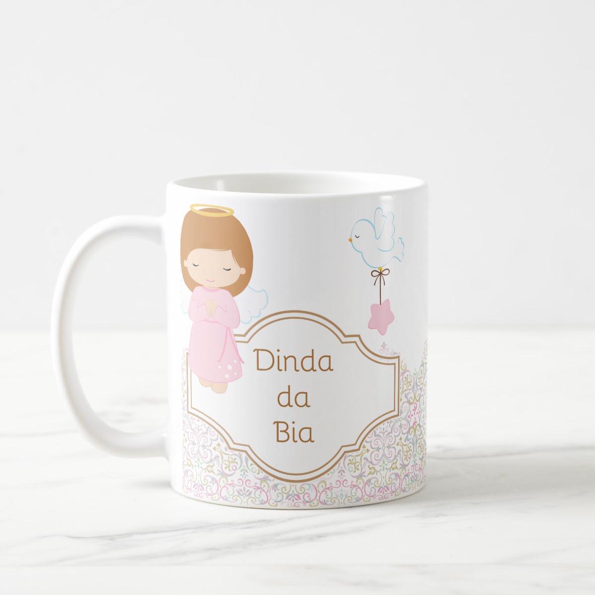 Caneca Madrinha Dinda Batizado Oração do Anjo da Guarda - Batizado (Madrinha)
