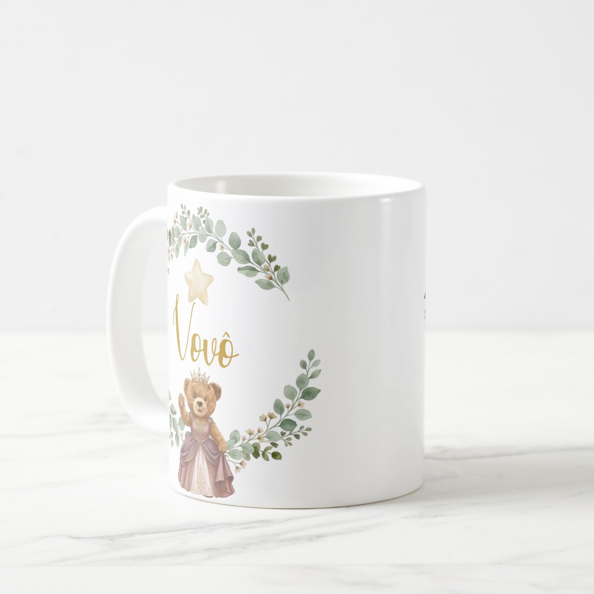Caneca Ursa Princesa Avô Presente Família Pronta Entrega