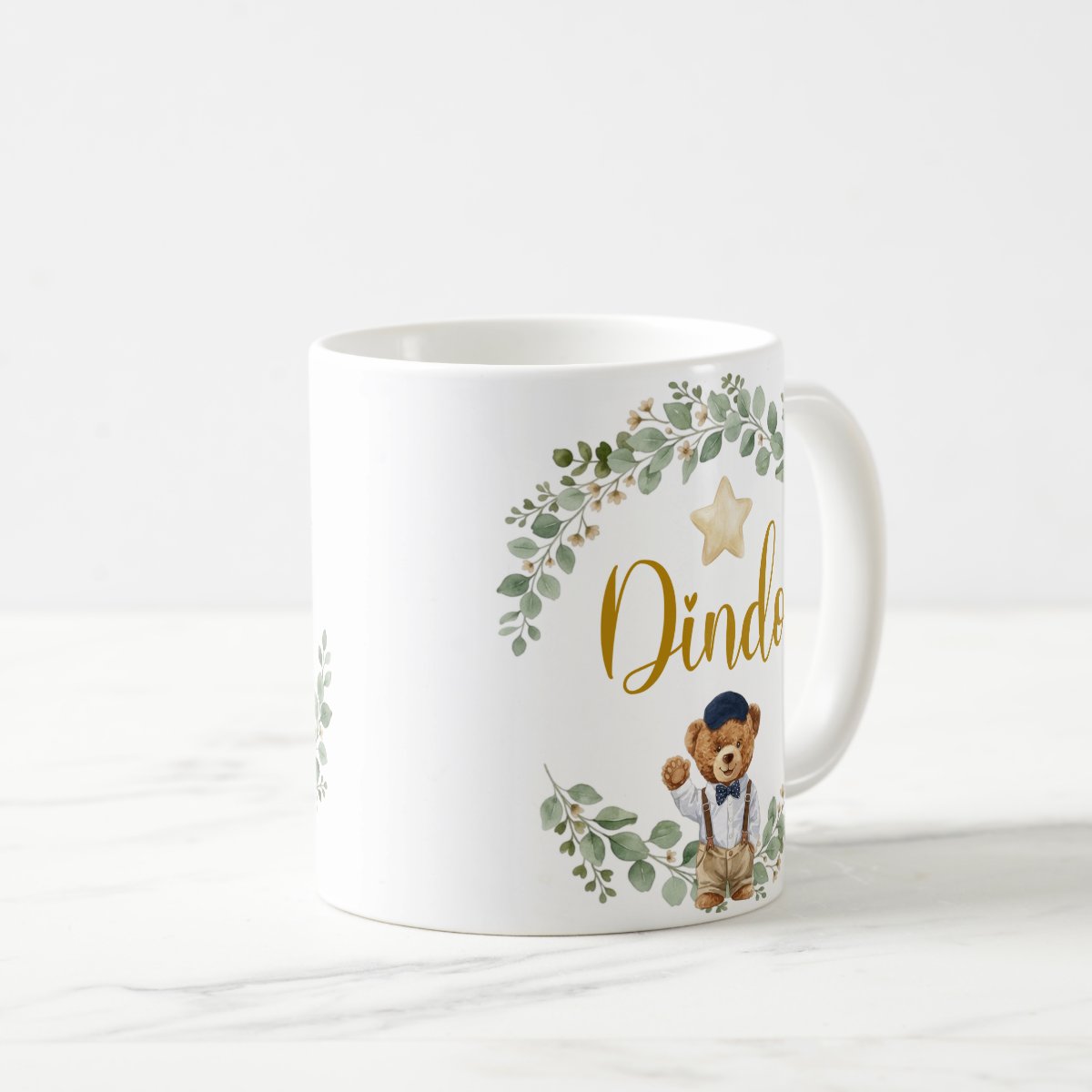 Caneca Dindo Urso Príncipe Presente Família Cerâmica