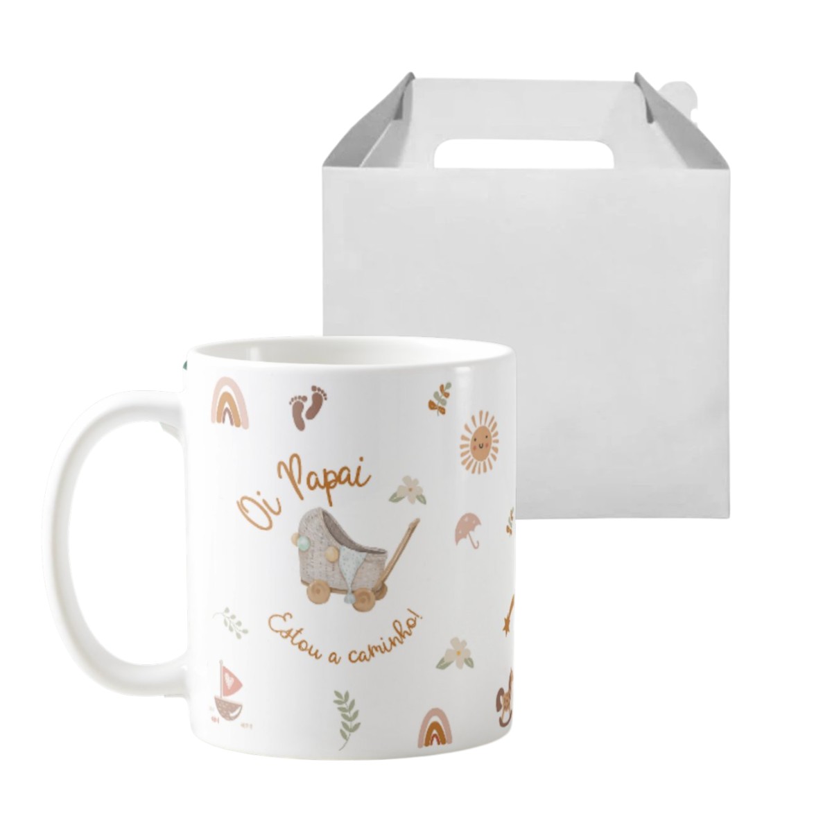 Kit Canecas Oi Mamãe Oi Papai Boho Chá Revelação Bebê