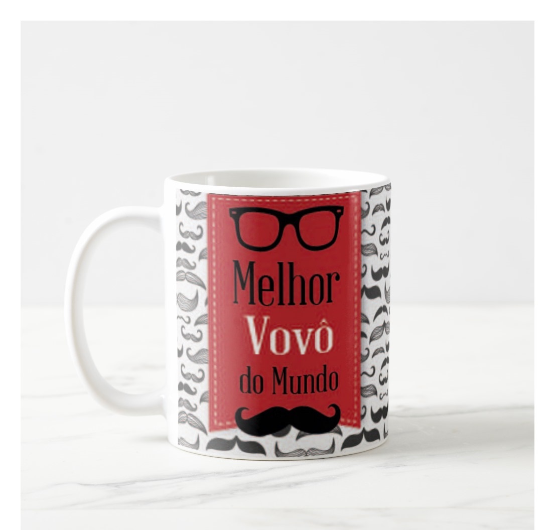 Caneca Vovô Café com Amor e Alegria Presente Perfeito