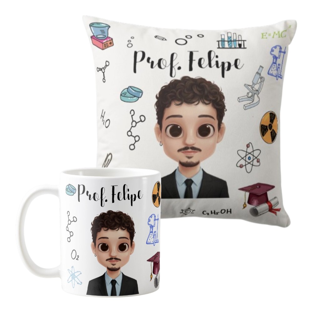 Kit Presente Químico Almofada Decorativa e Caneca Química