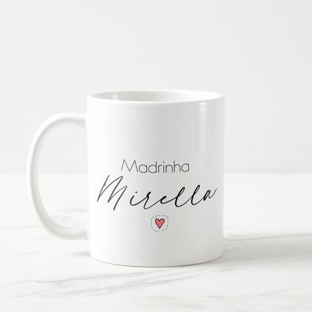 Caneca Minimalista Presente Madrinha Personalizado Com Nome