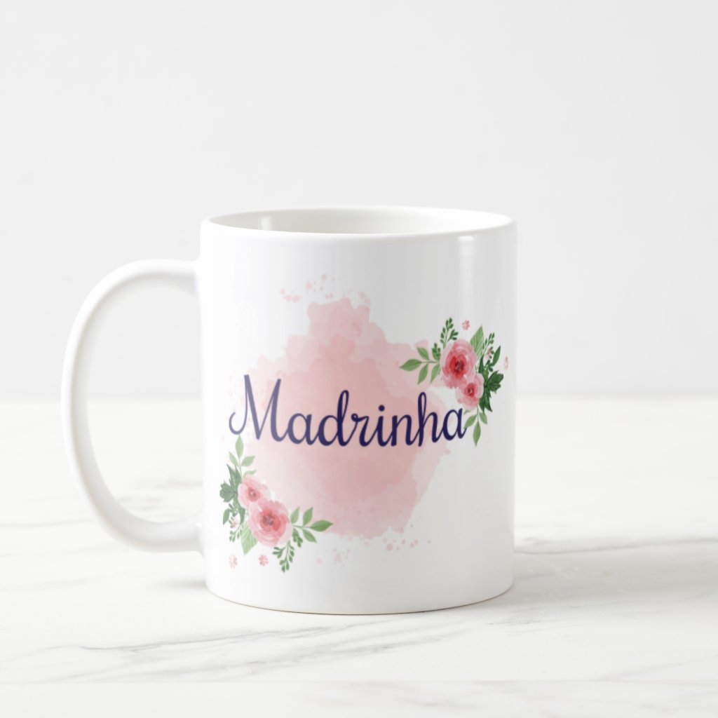 Caneca Personalizada Presente de Casamento Madrinha - Floral - Casamento (Madrinhas)