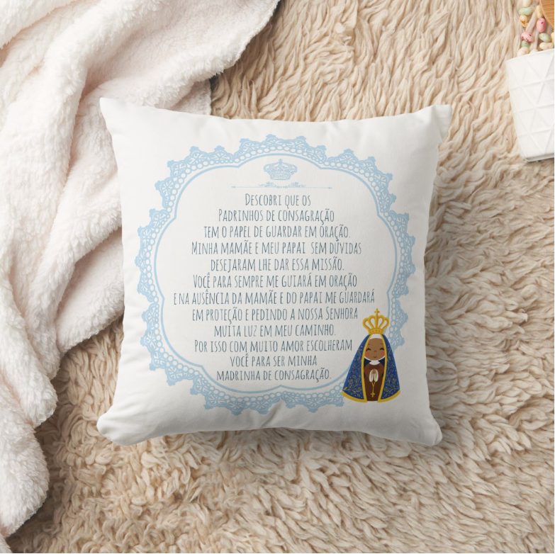Conjunto Almofada e Caneca Madrinha de Consagração Batizado