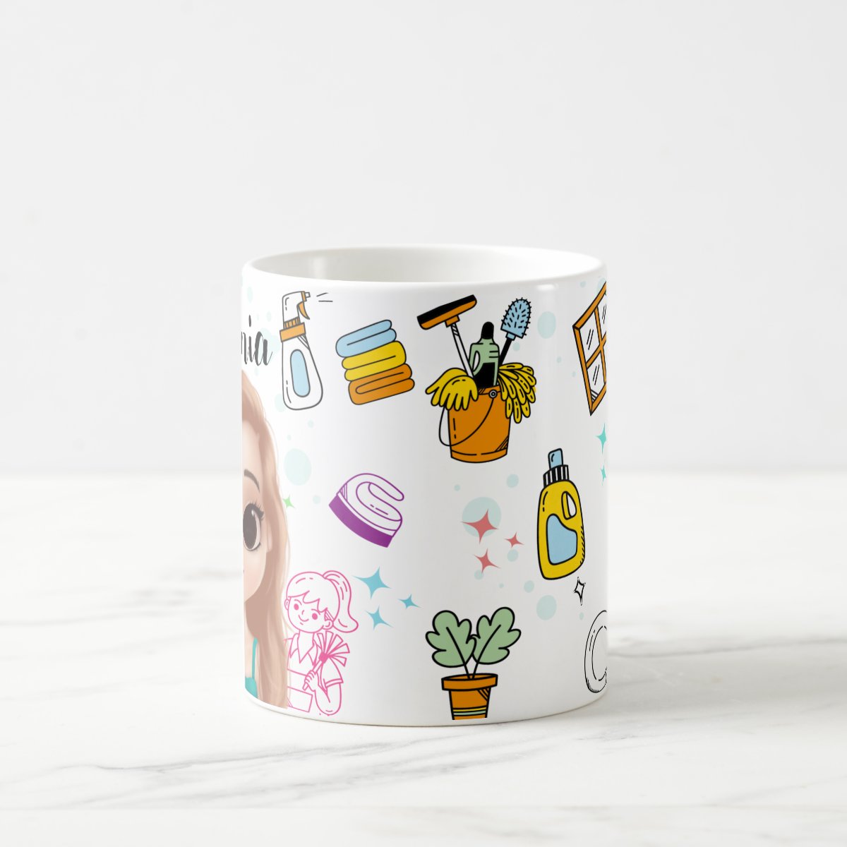 Caneca Personalizada Auxiliar de Limpeza Faxina com Avatar