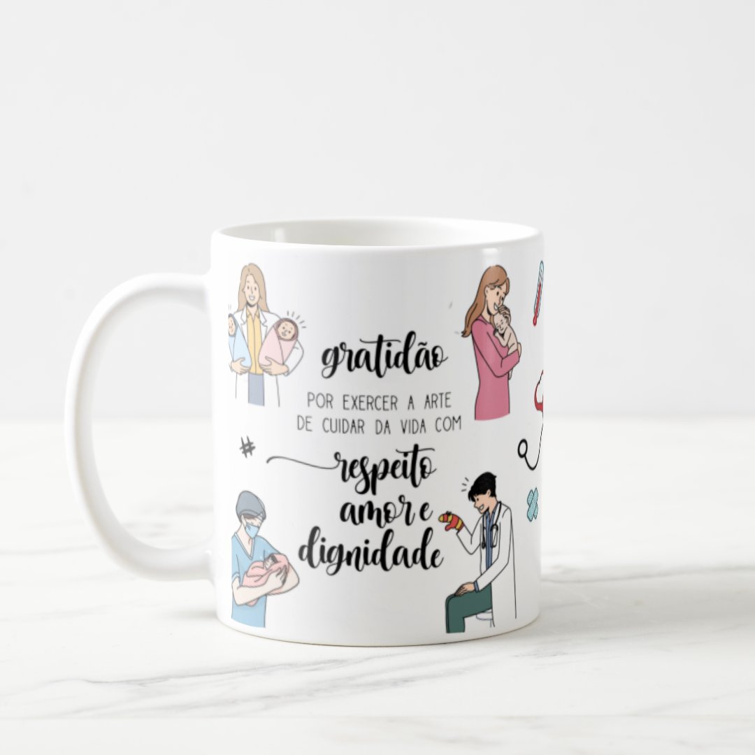 Caneca Personalizada Presente Médico Pediatra Pediatria - Profissões (Médico(a))