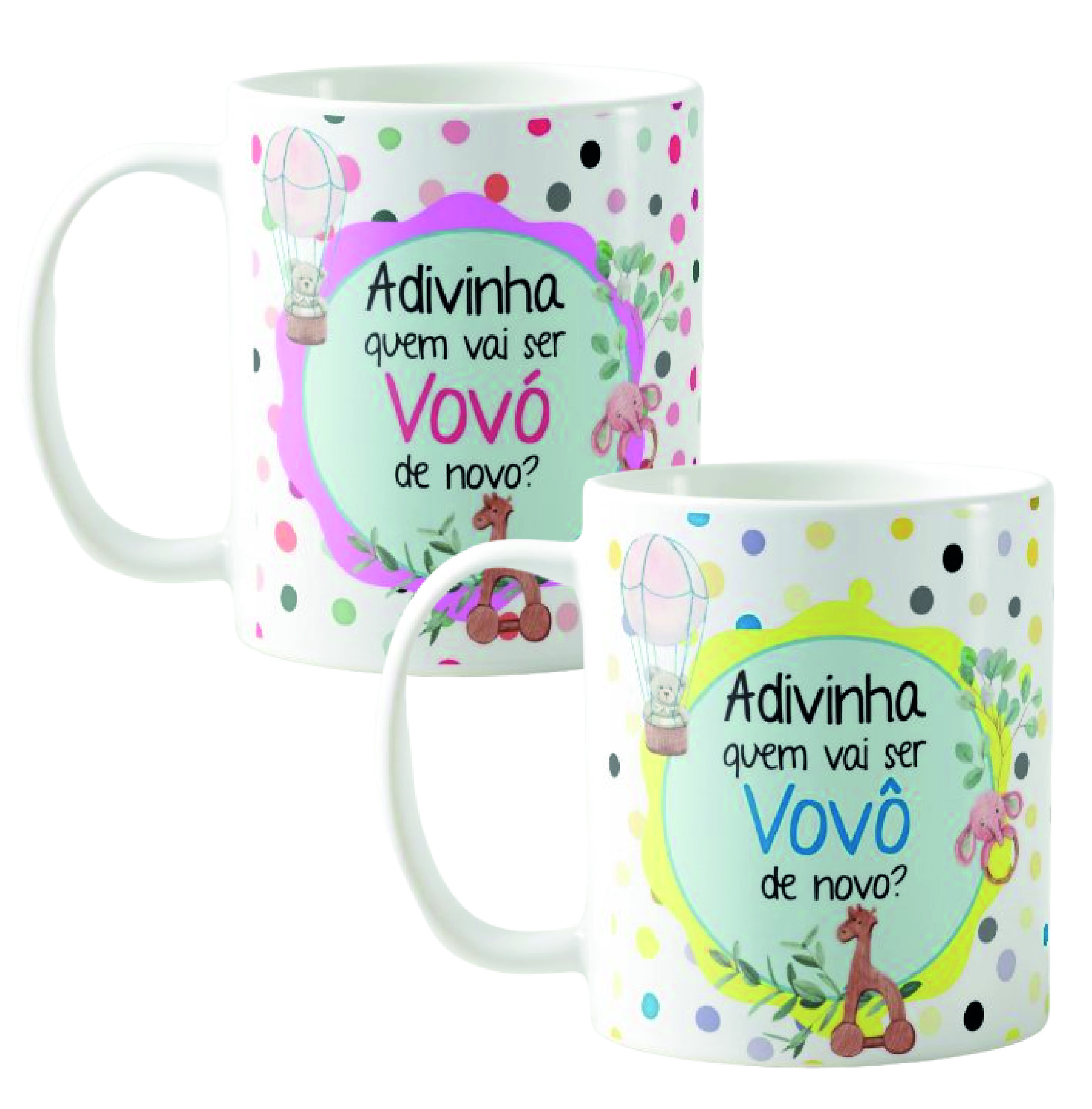 Kit 2 Canecas Presente Anúncio de Gravidez Vovó/vovô de Novo