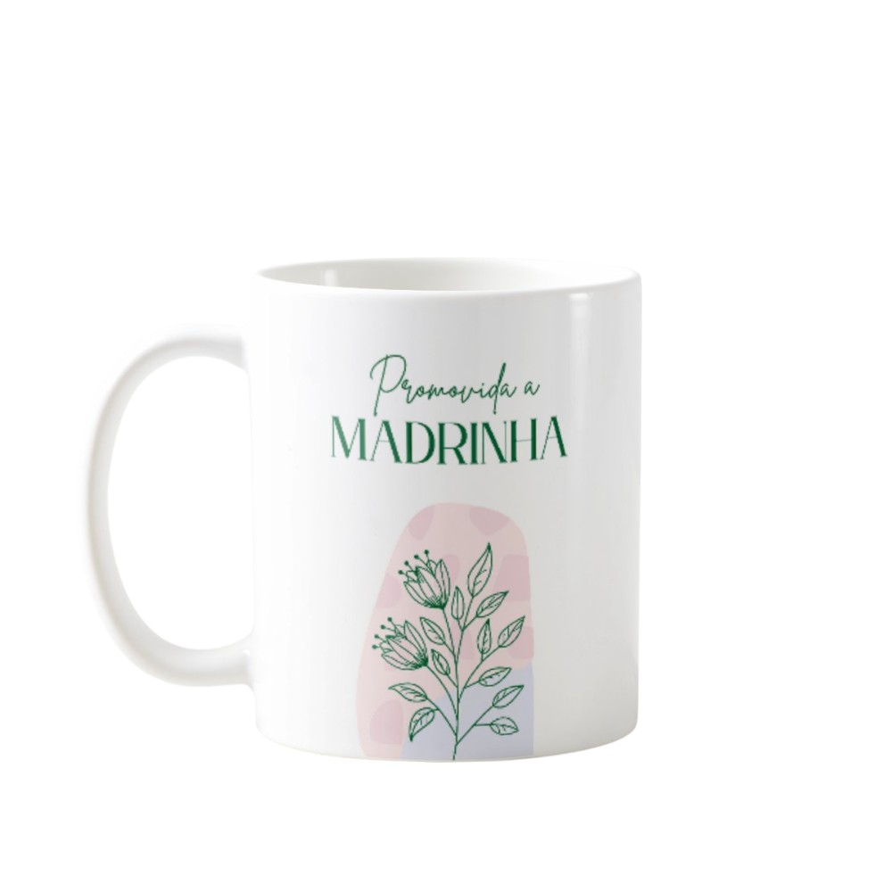 Caneca Convite Madrinha de Batismo Dinda - Batizado (Madrinha)