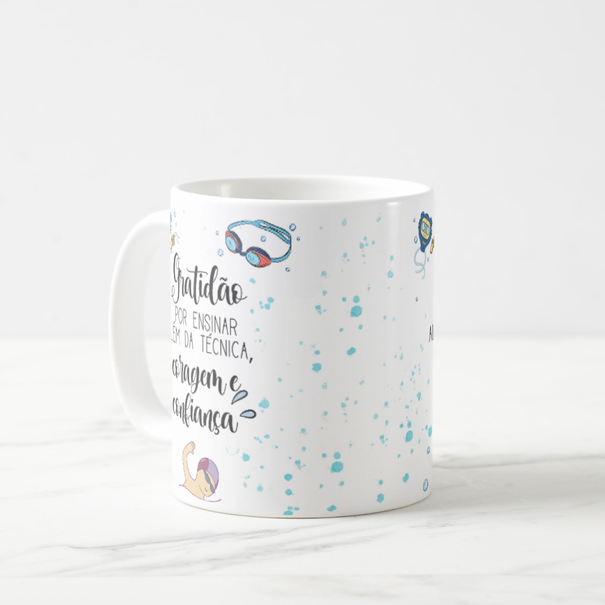 Caneca Personalizada Natação Lembrança Mimo Dia Professor