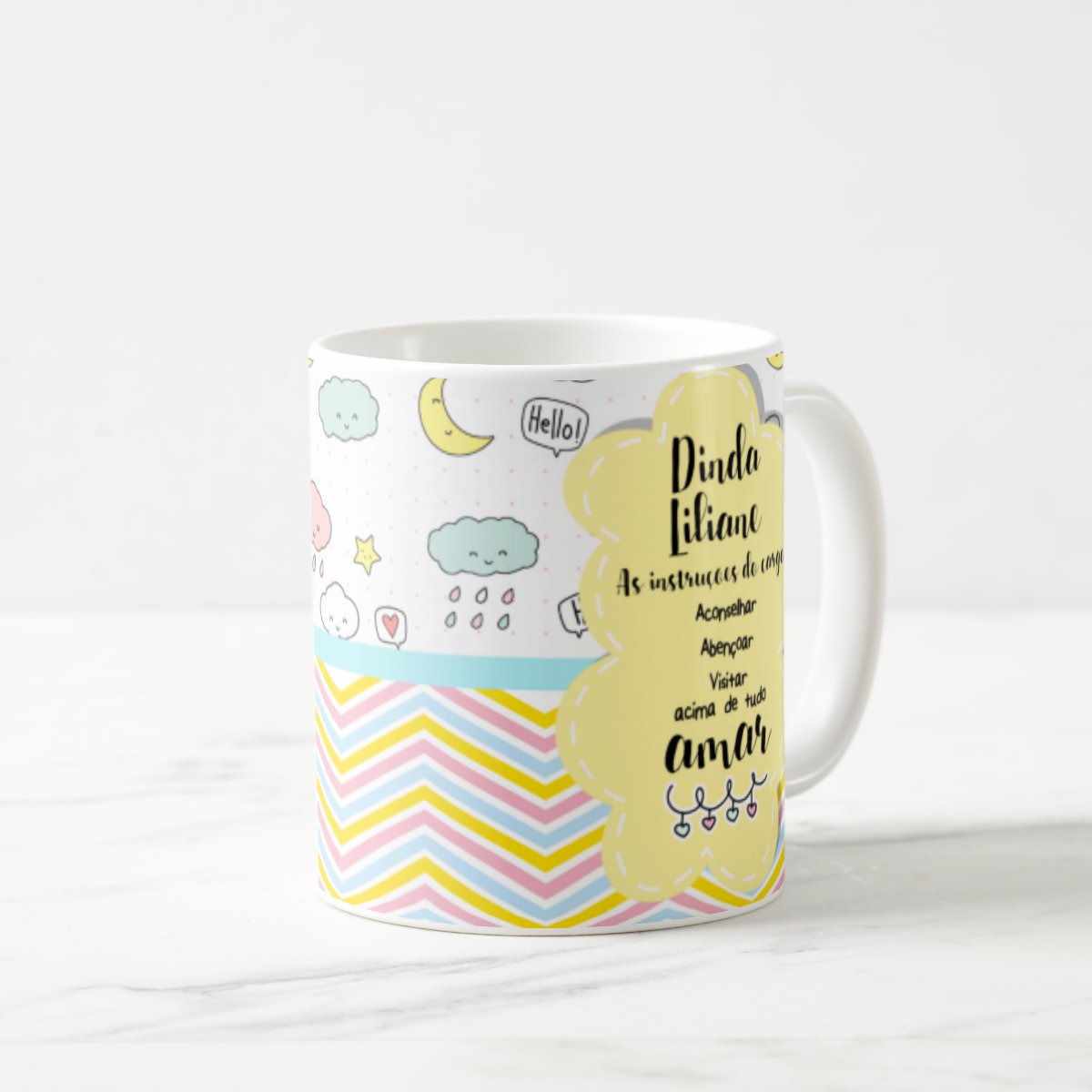 Caneca Convite Madrinha Batizado Dinda Batismo Chuva de Amor