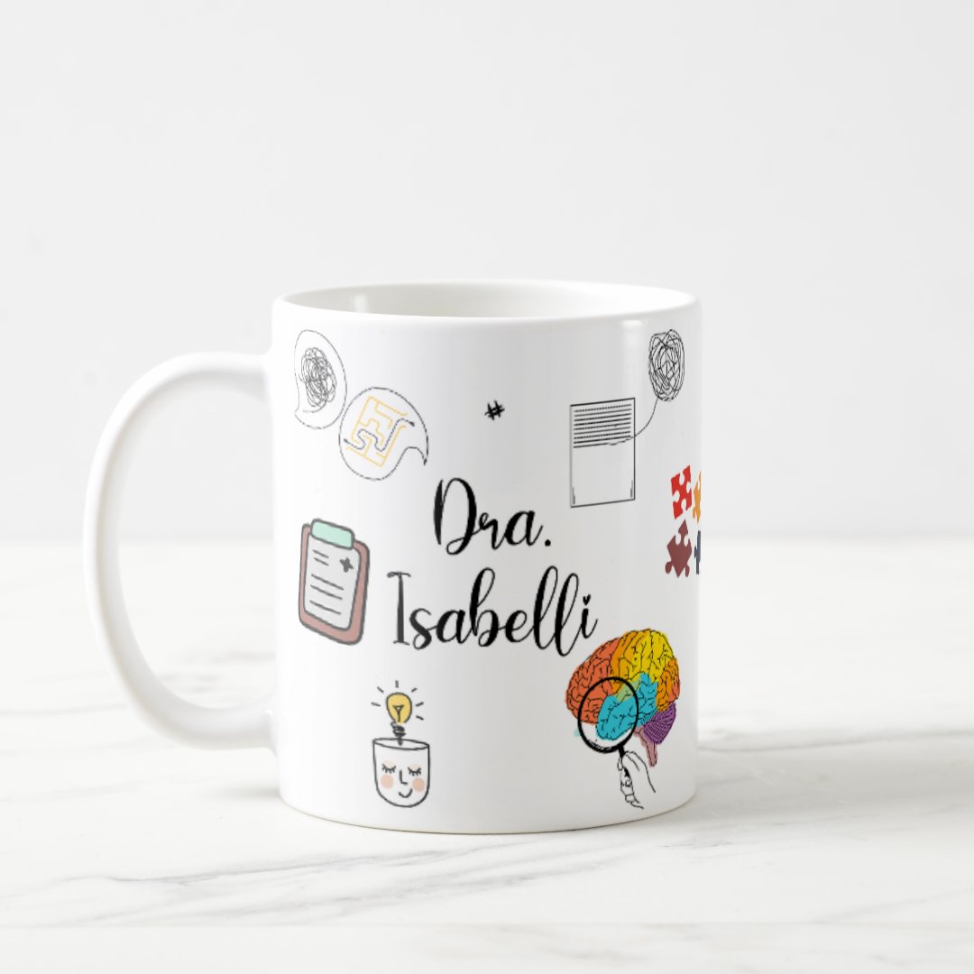 Caneca Presente Divertido para Médico Psiquiatra com Nome - Profissões (Médico(a))