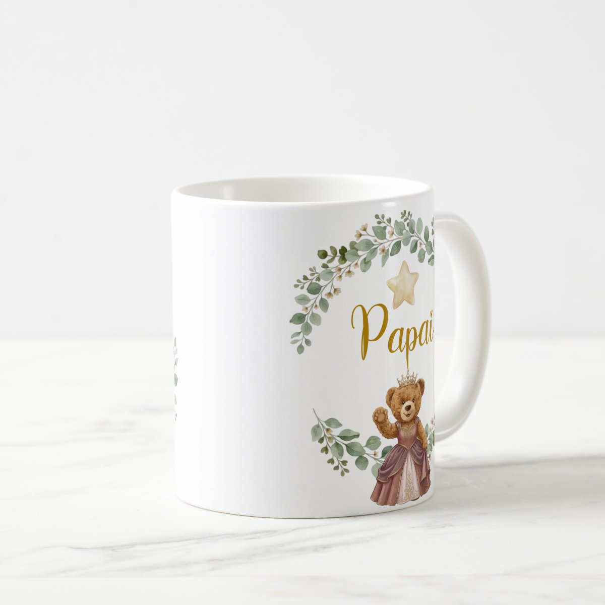 Caneca Ursa Princesa Pai Presente Família Pronta Entrega Dia dos Pais