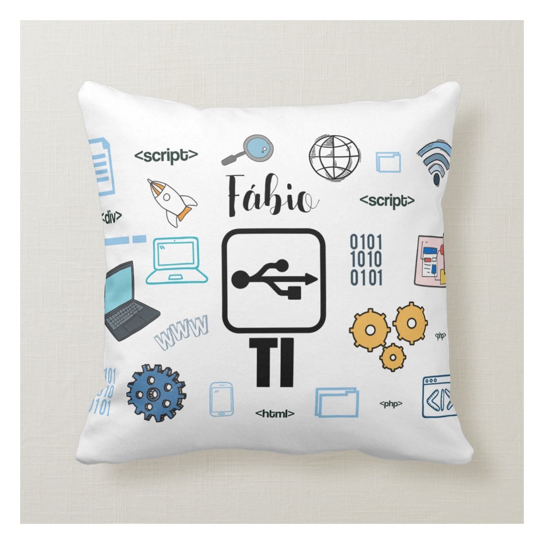 Almofada Decoração Presente Criativo Tecnologia Empresa Ti