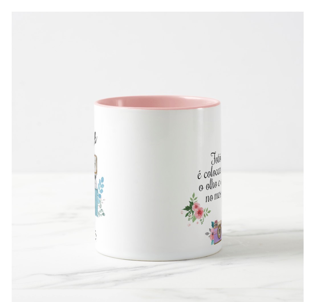 Caneca Para Fotógrafa Personalizada Com Nome Rosa