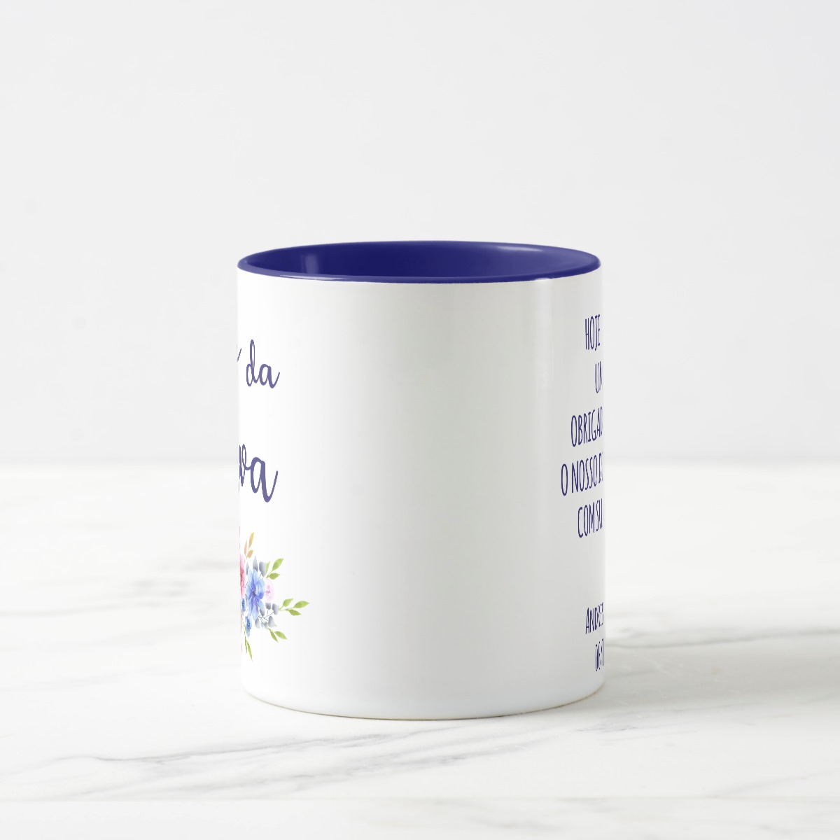 Caneca Casamento Azul Presente Familia Madrinha Avó Mãe