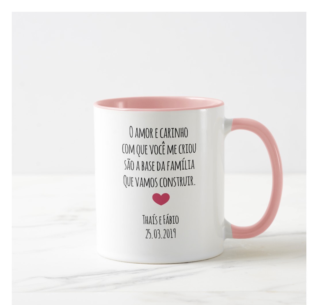 Caneca Casamento para Mãe da Noiva Ramos de Flores Marsala