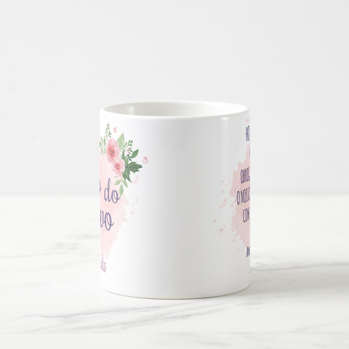 Caneca personalizada avo do noivo casamento floral