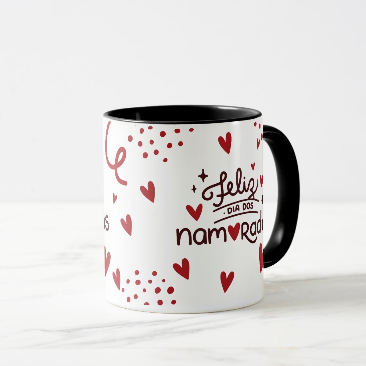 Caneca Personalizada Casal Dia dos Namorados com Corações