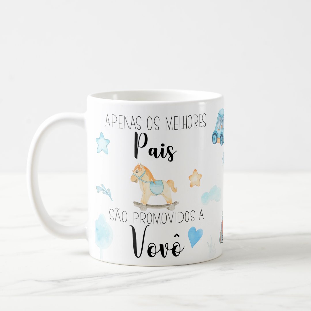 Caneca Presente Revelação de Gravidez Criativa Melhor Vovô - Anúncio de Gravidez (Avós)
