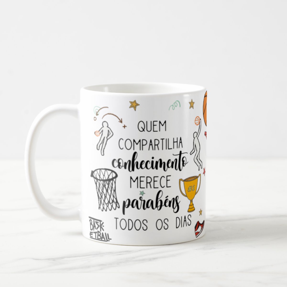 Caneca Presente para o Professor de Educação Física Basquete - Dia dos Professores (Professor(a))