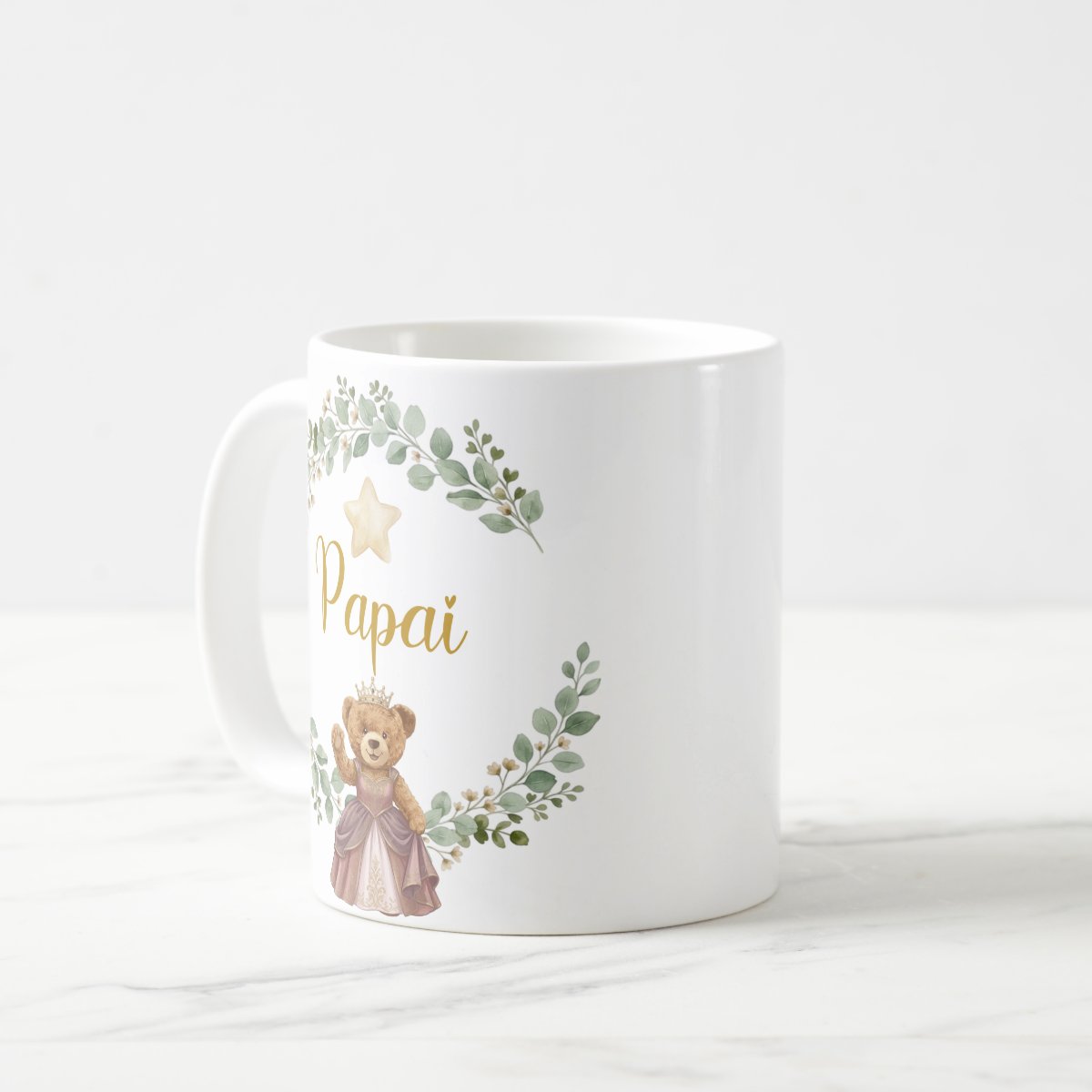 Caneca Ursa Princesa Pai Presente Família Pronta Entrega Dia dos Pais