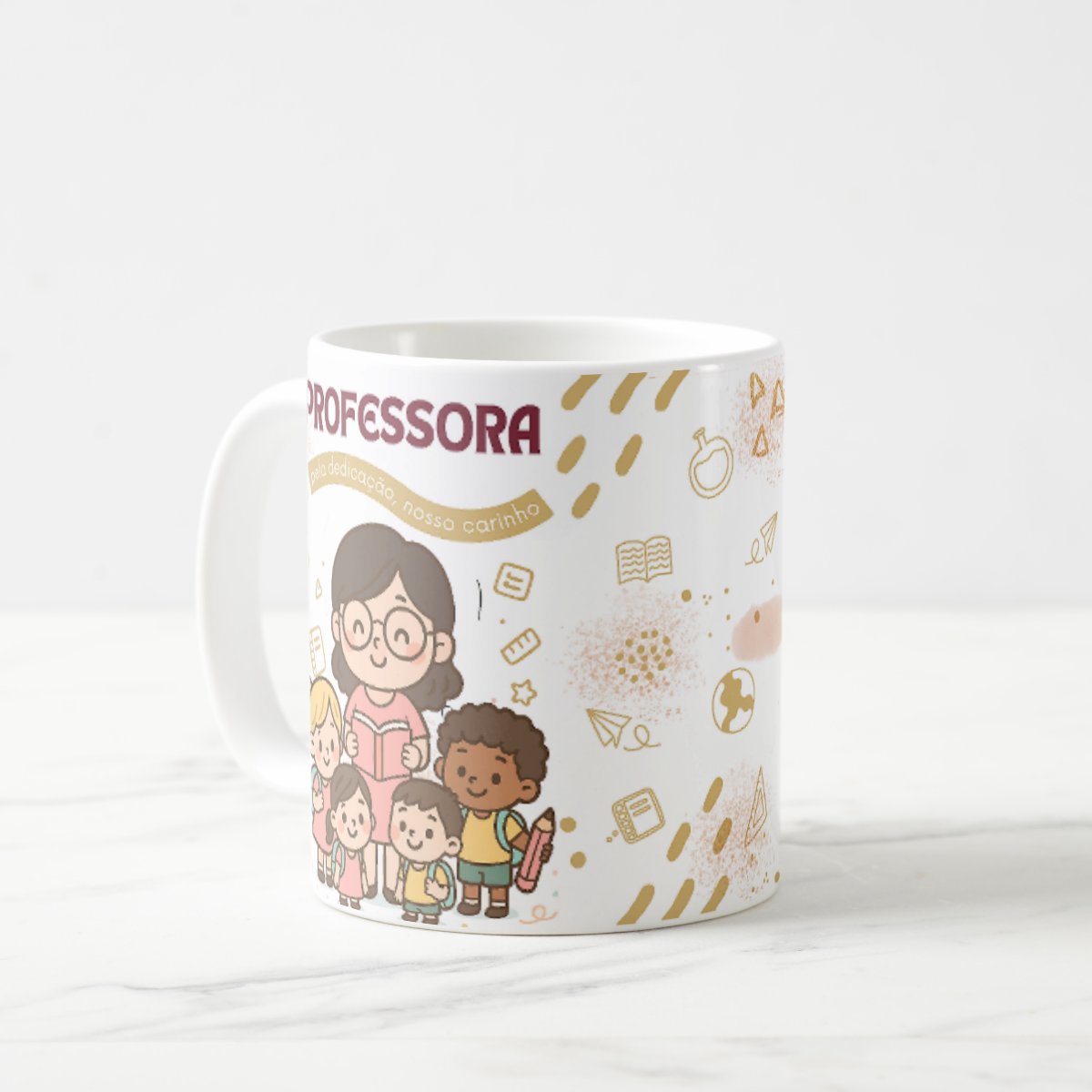 Caneca Professora Pronta Entrega Dedicação Carinho Presente Dia dos Professores