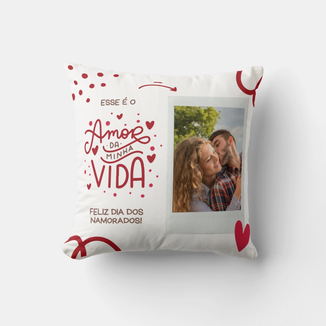 Almofada Decorativa Presente com Foto Amor da Minha Vida