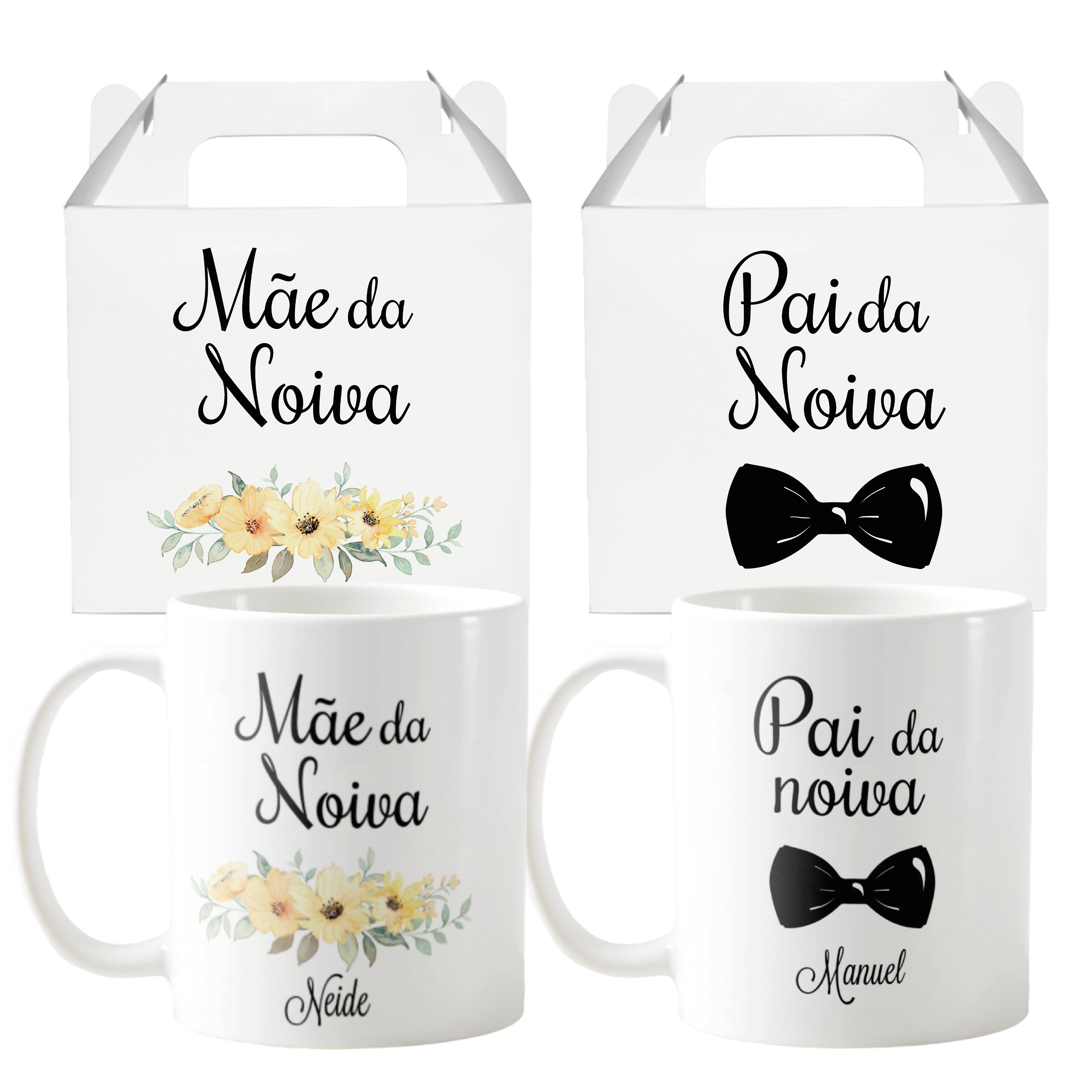 Kit 2 Canecas Casamento Pai Presente Personalizado Com Nome - Casamento (Pai e Mãe)