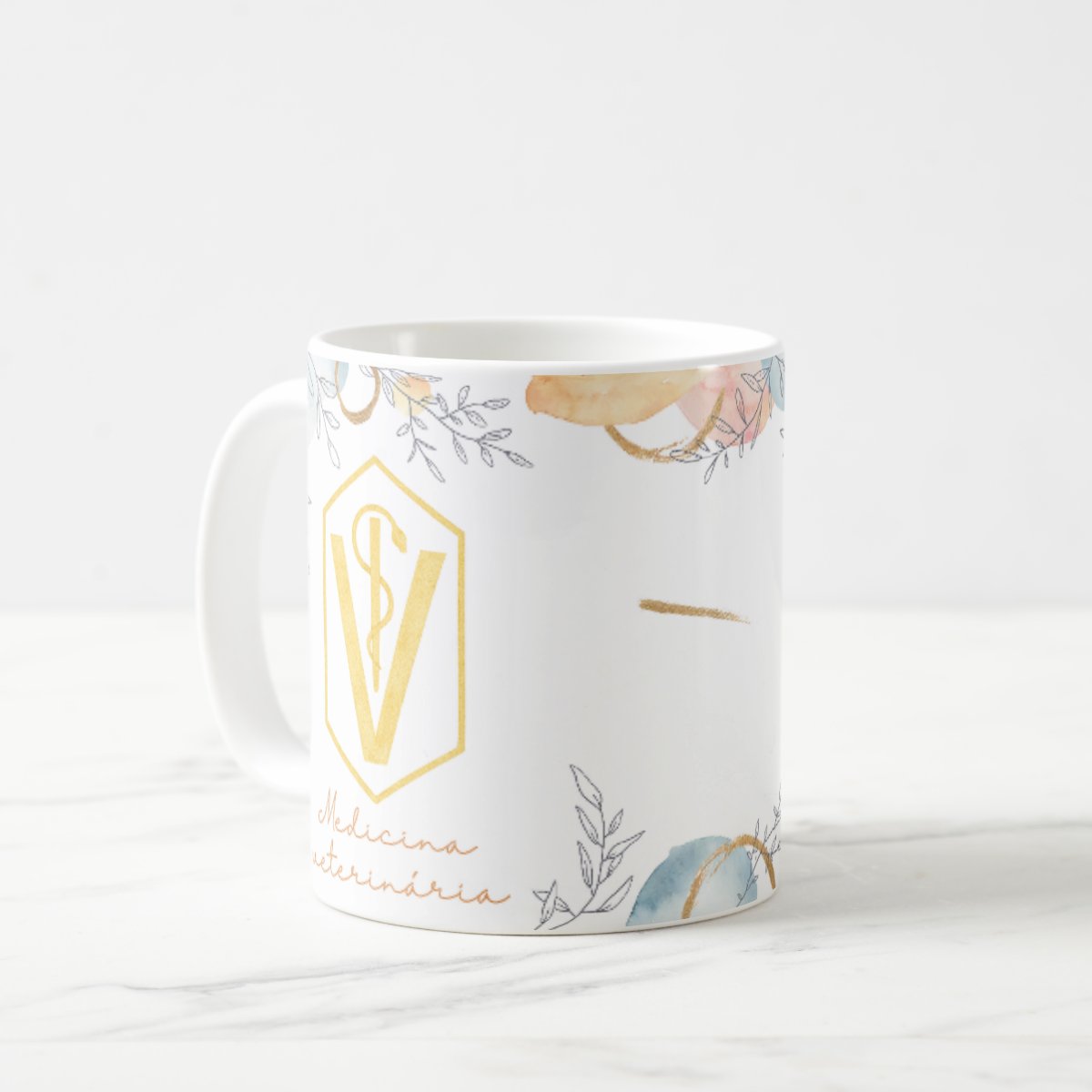 Caneca Profissão Presente Dia da Médica Veterinária Aquarela