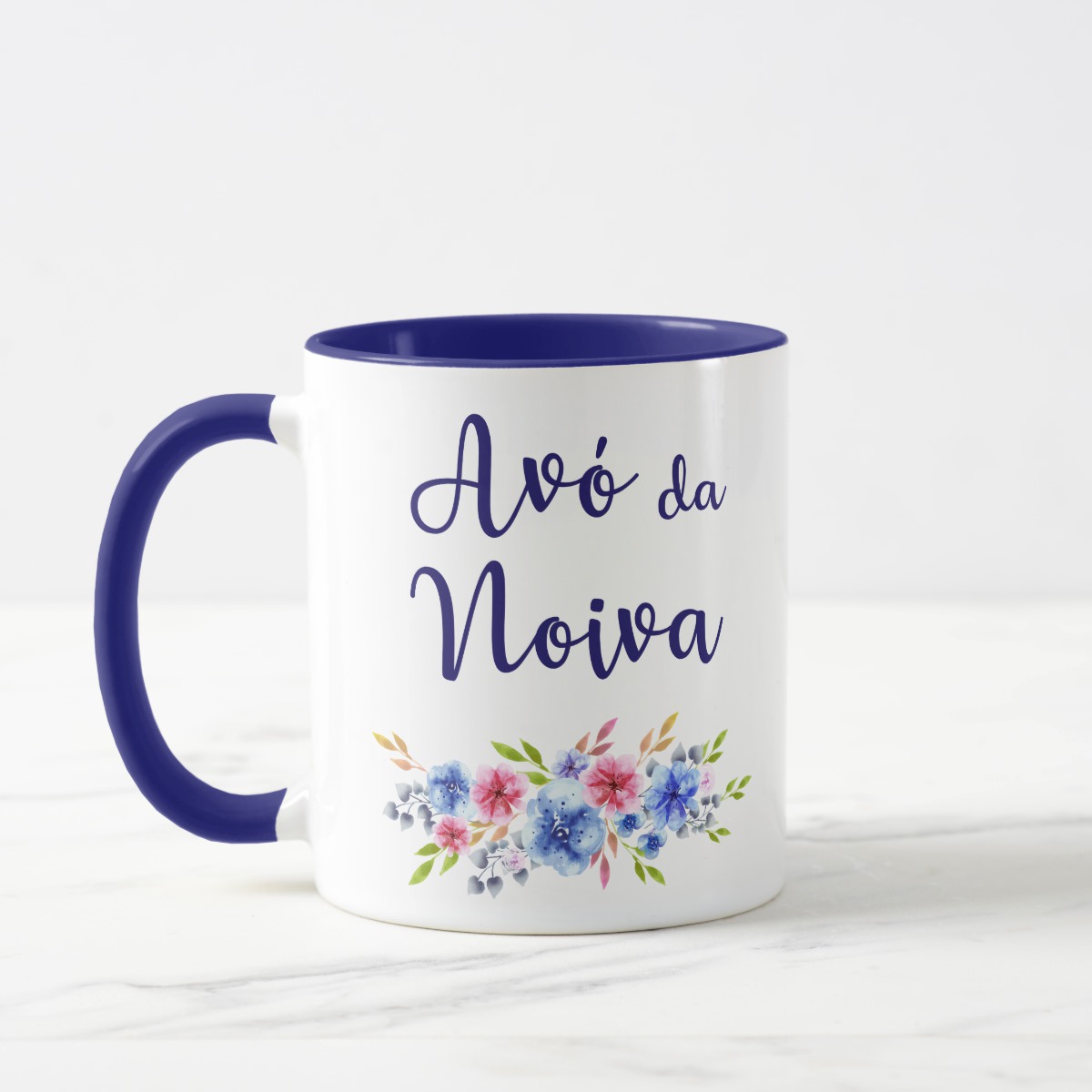 Caneca Casamento Azul Presente Familia Madrinha Avó Mãe
