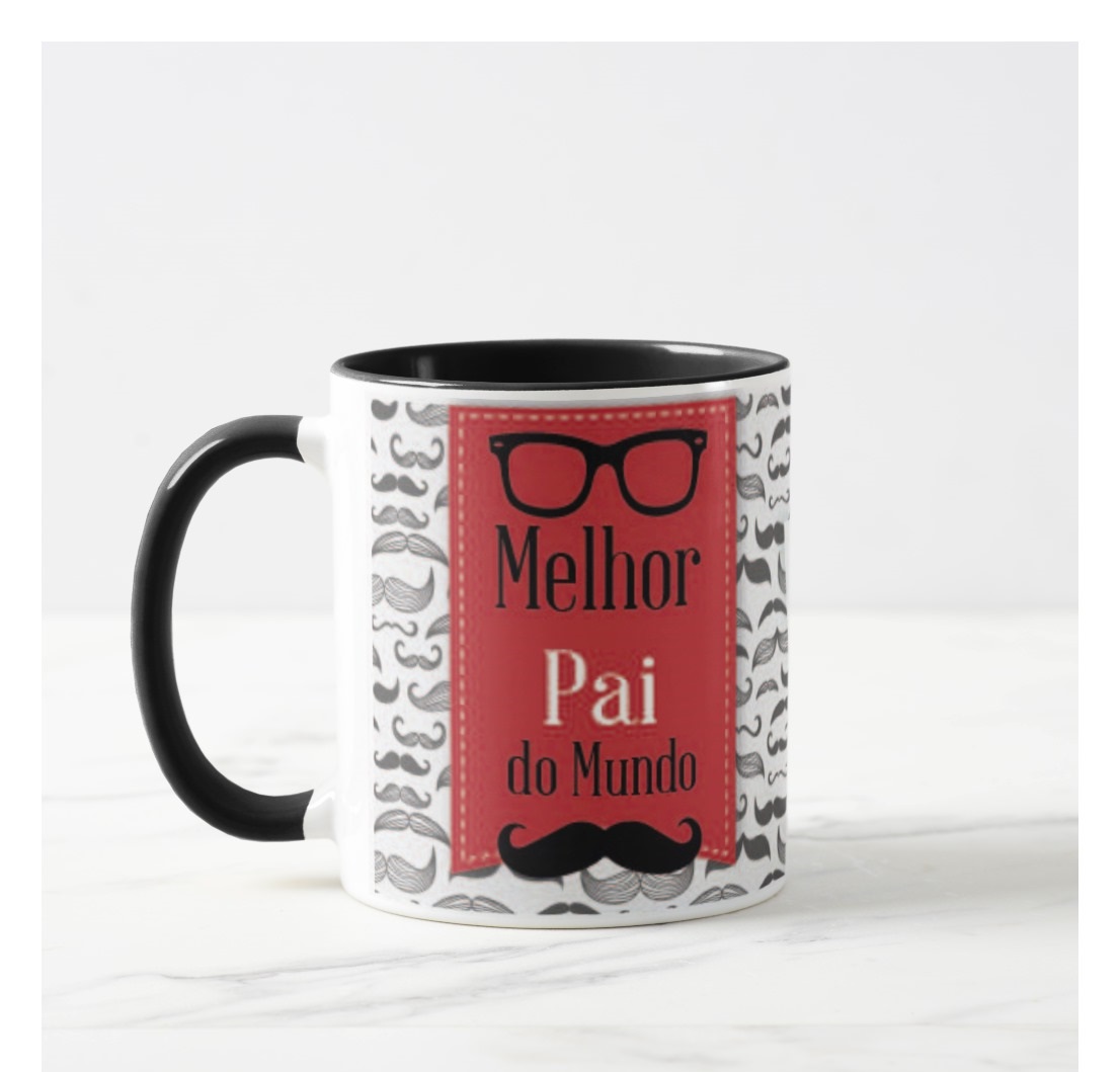 Caneca para Pai Café com Amor e Alegria, Presente com Foto