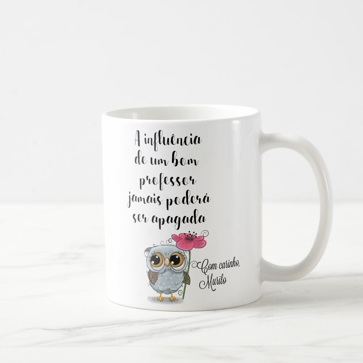 Kit Almofada Decoração E Caneca Professora Corujinha