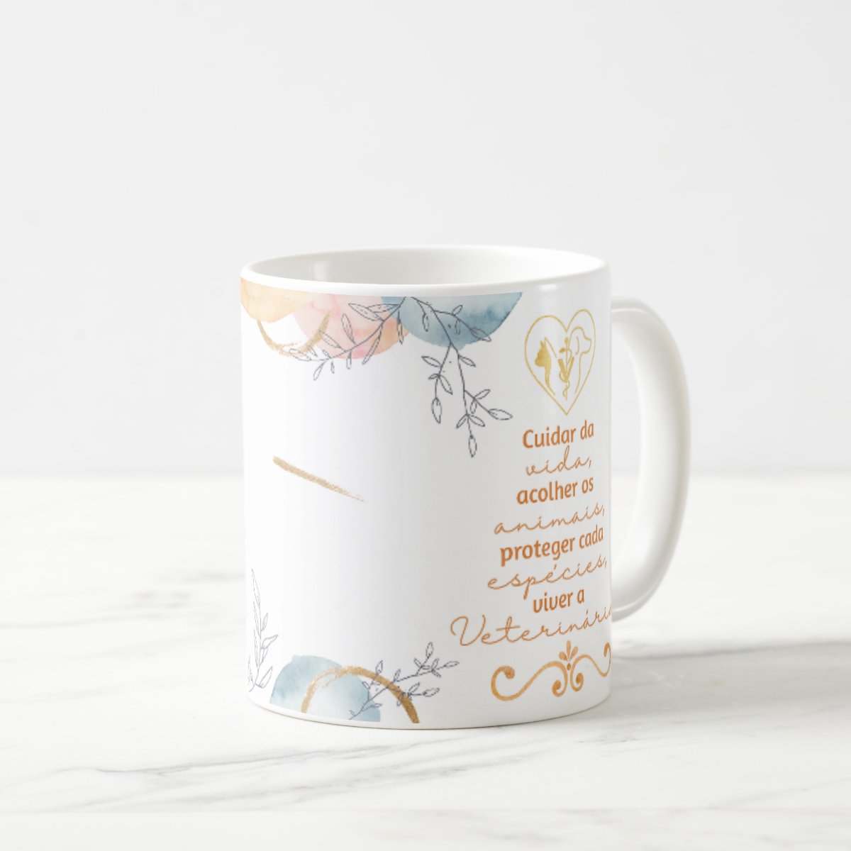 Caneca Profissão Presente Dia da Médica Veterinária Aquarela