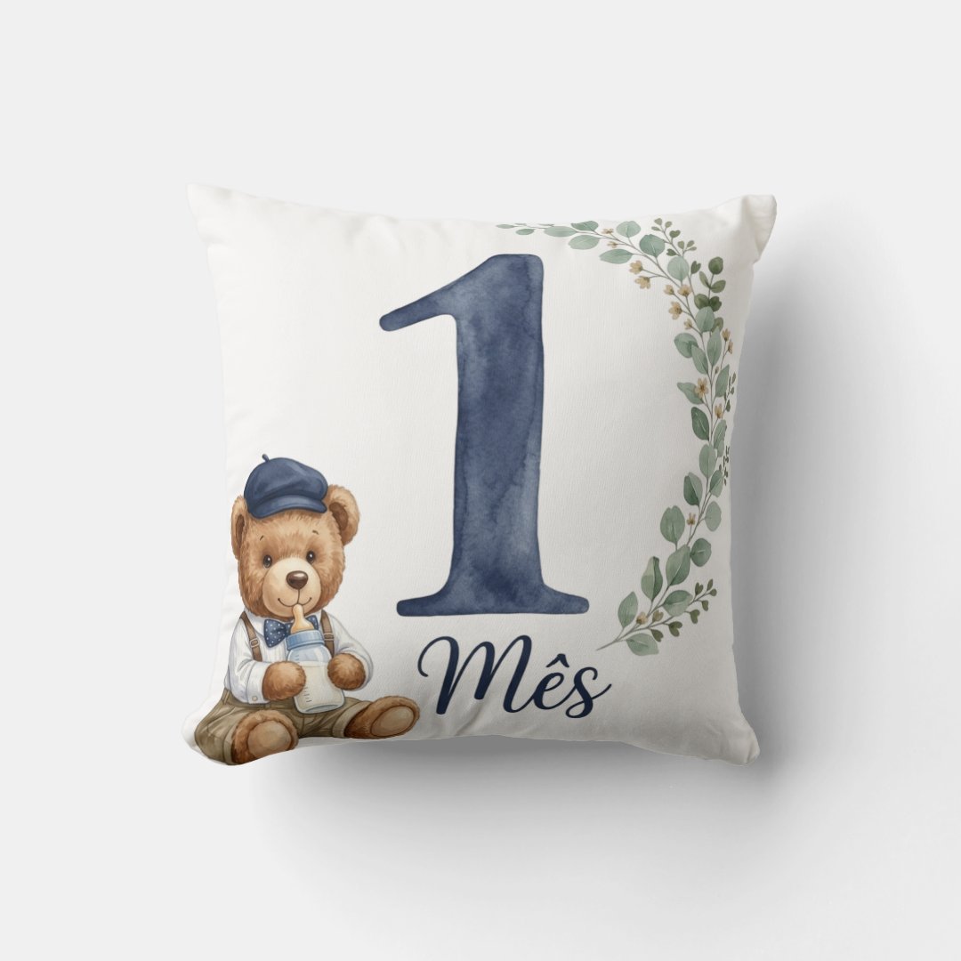 Almofada Urso Vintage Marinheiro Presente Decoração Quarto Infantil Mês 1