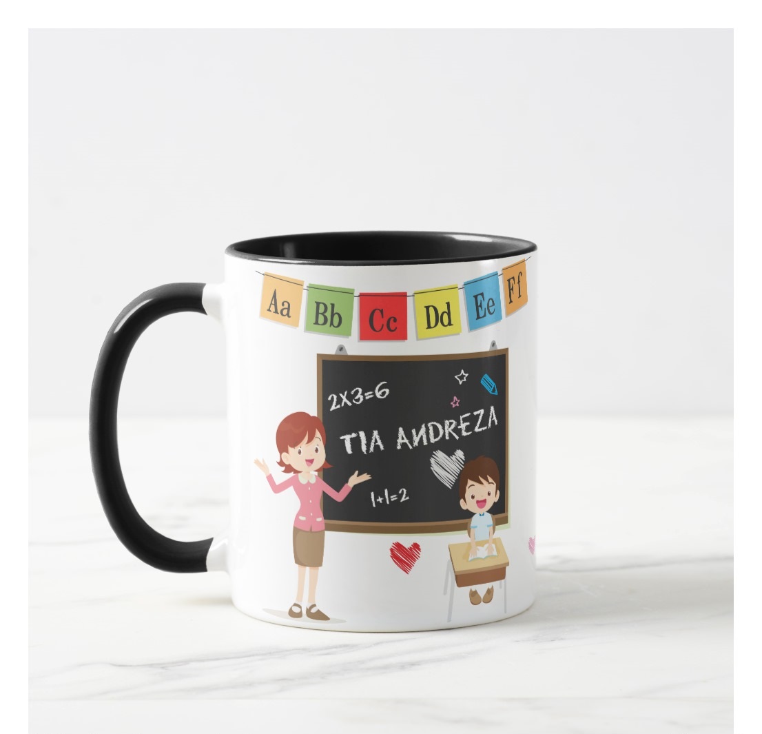 Caneca Personalizada Dia das Professoras com Nome e Mensagem