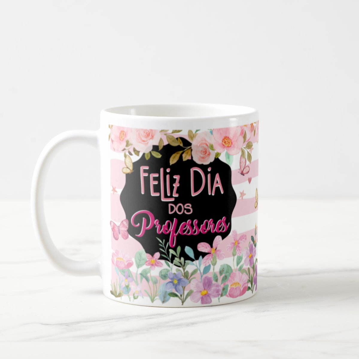 Caneca Feliz Dia Dos Professores Feminina Floral