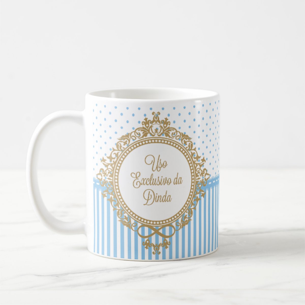 Kit 2 Canecas Uso Exclusivo Dindo e Dinda Batizado Azul Cla