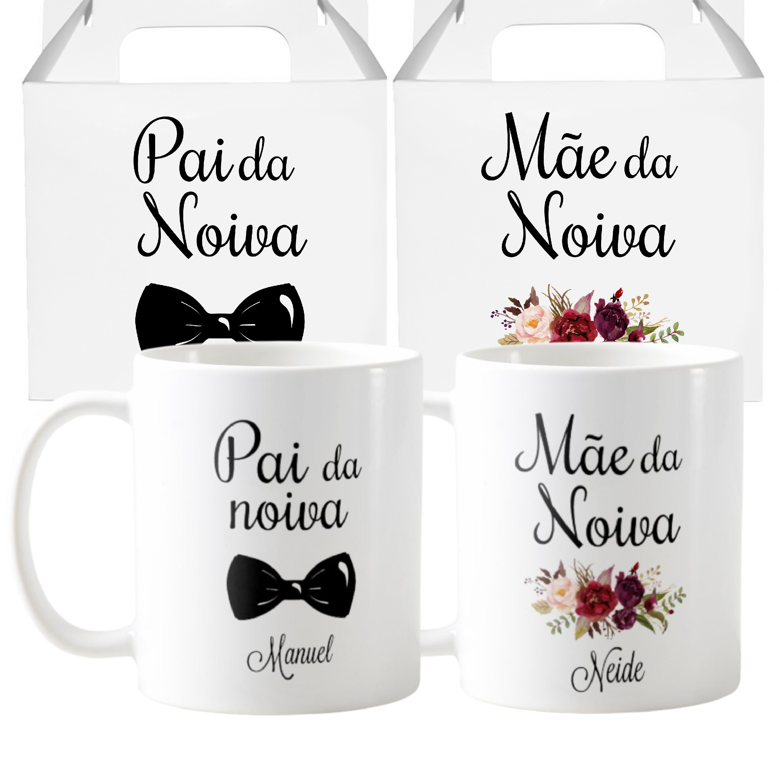 Kit 2 Canecas Lembrança Casamento Pai E Mãe Da Noiva Marsala - Casamento (Pai e Mãe)