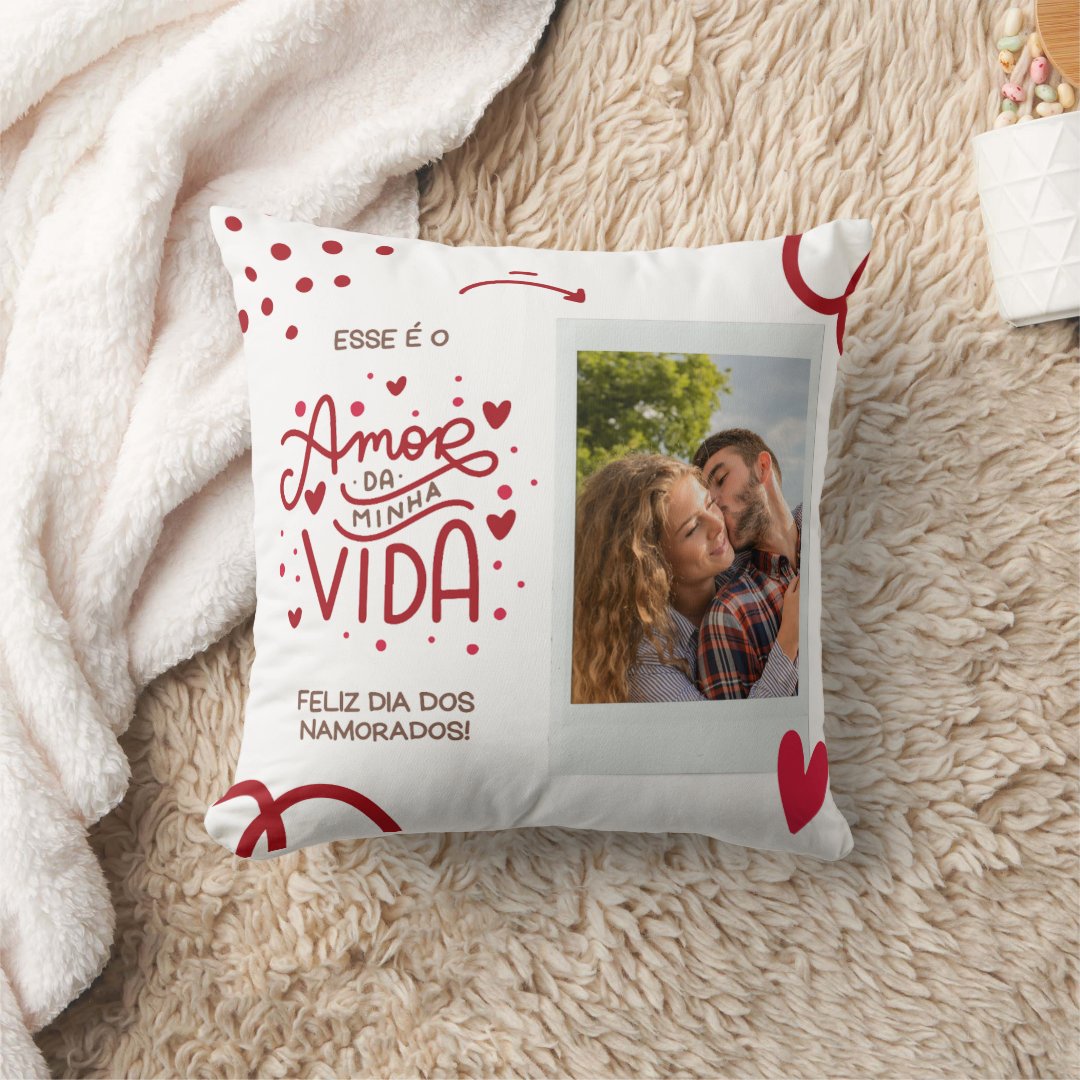 Almofada Decorativa Presente com Foto Amor da Minha Vida