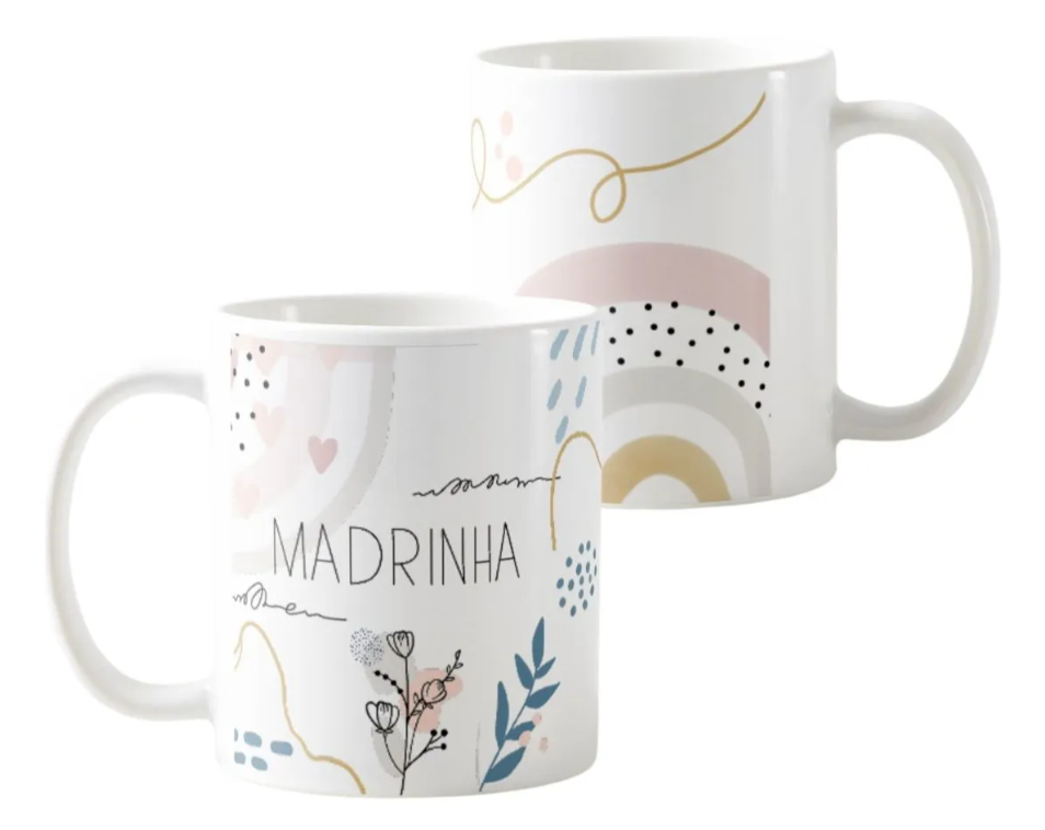  Kit 4 Canecas Personalizadas Lembrança Padrinhos Batizado