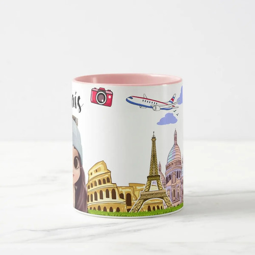 Caneca Personalizada Feminina Turismo Viajantes com o Avatar