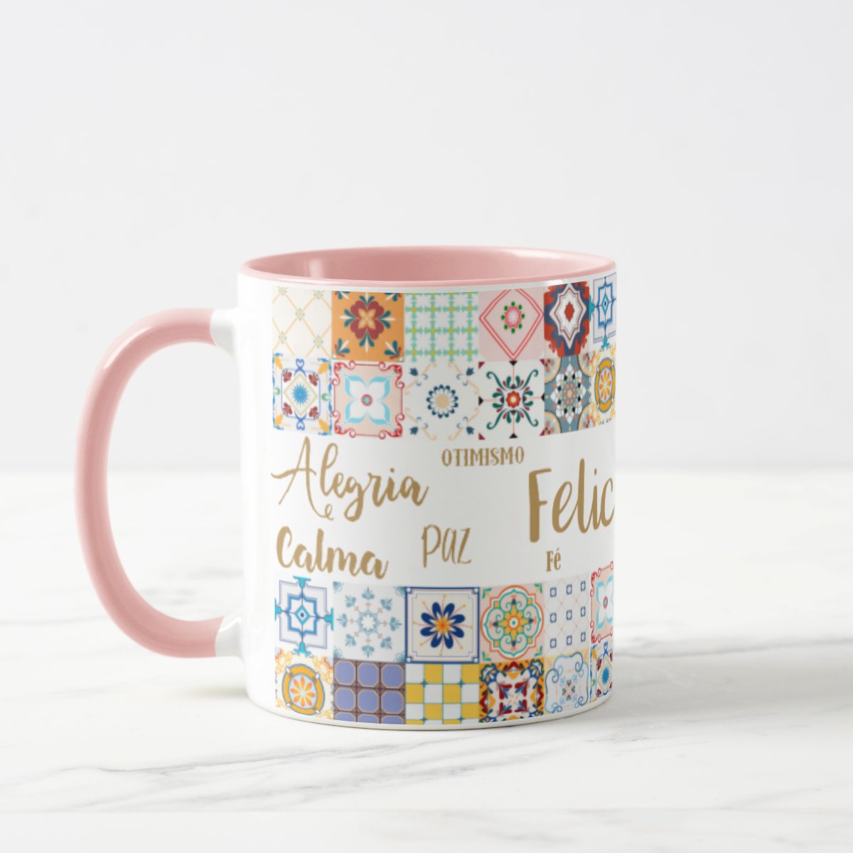 Caneca Felicidade com Palavras Positivas Presente Amiga - Outros (Amigo(a))