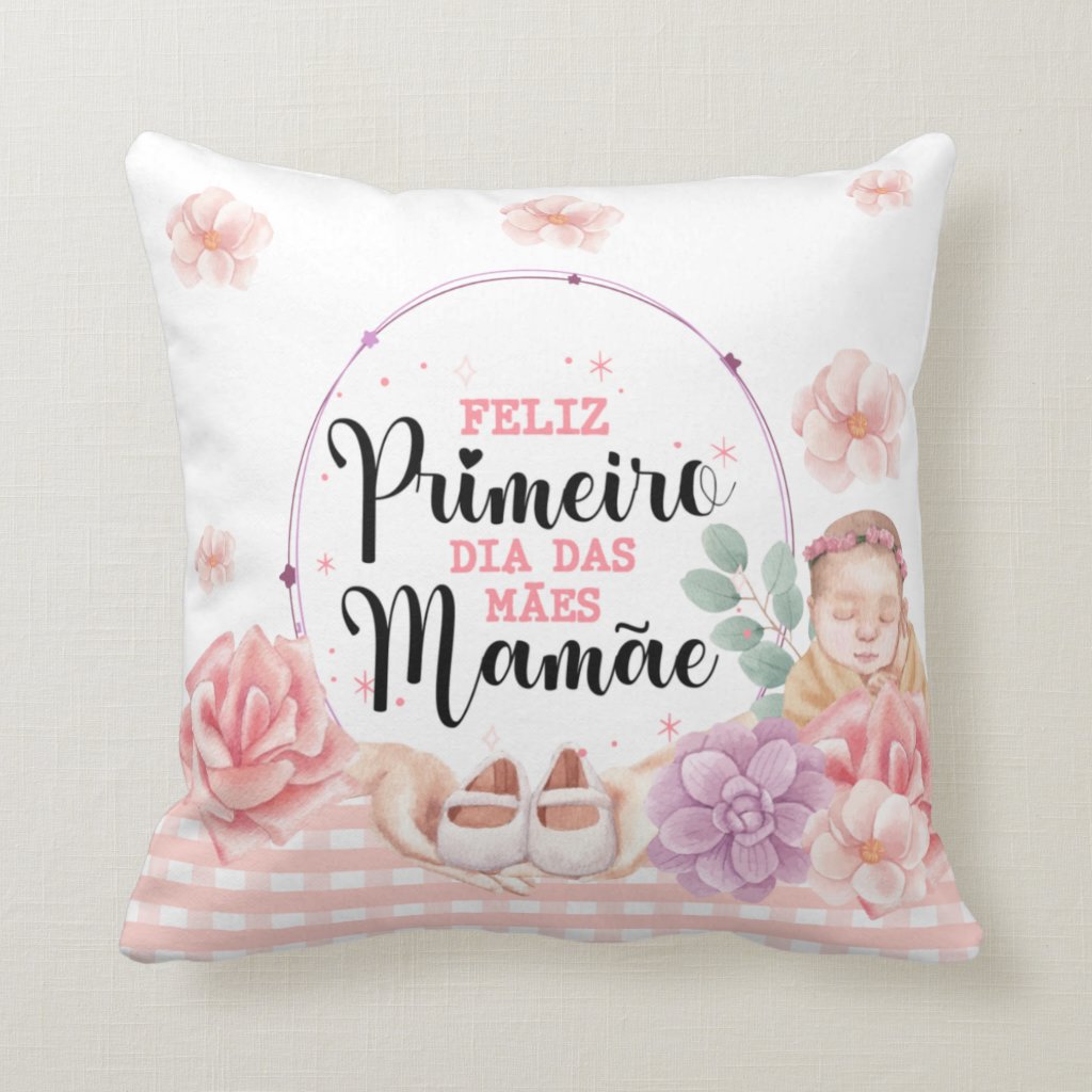 Conjunto Almofada e Caneca Primeiro Dia das Mães Mãe de Menina