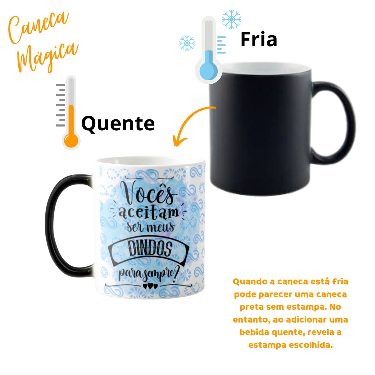 Caneca Mágica Convite Criativo Vocês Aceitam Ser Meus Dindos - Batizado (Batizando(a))